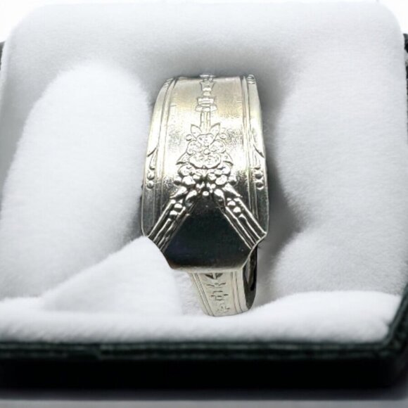 Silverware Artisan Ring Made Of Vintage Community Plate Silver Plated Spoon 8.5 - Picture 10 of 12